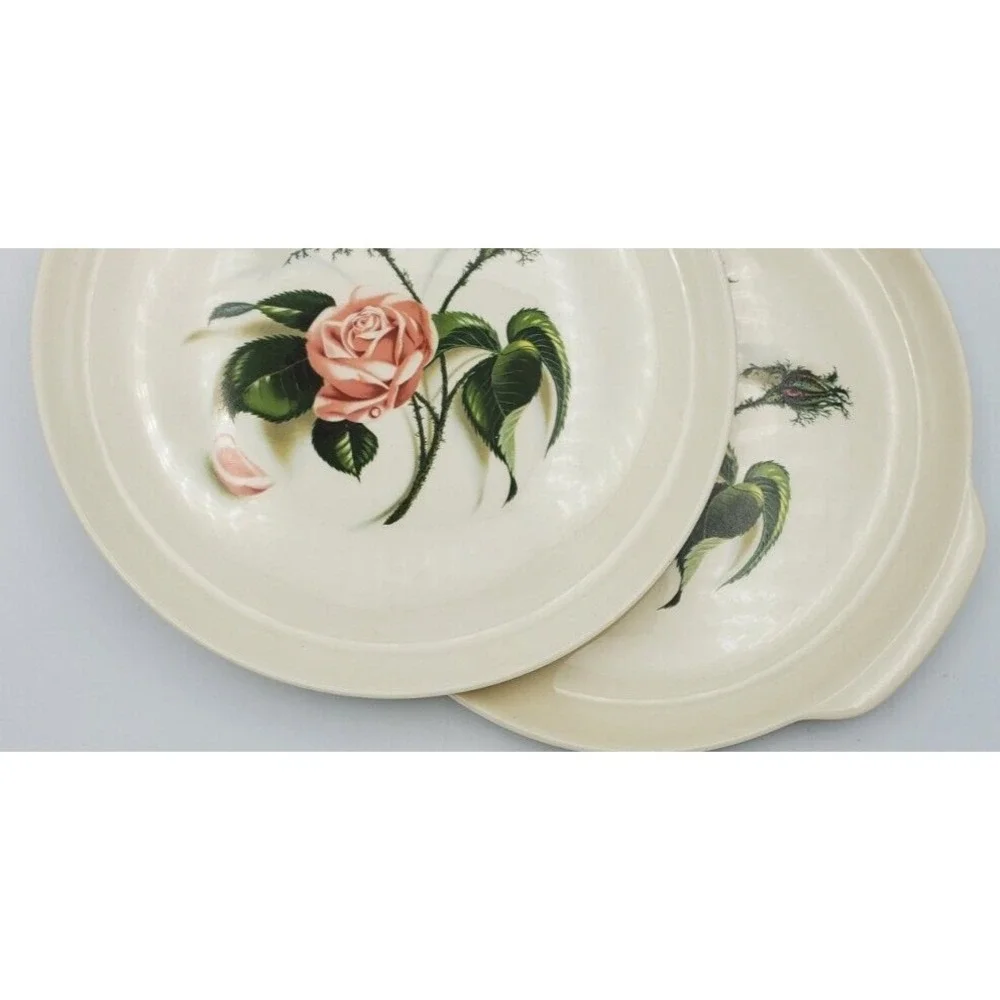 Universal Potteries 1950-59 Ballerina Pink Moss Rose Plate &‎ Round Platter USA